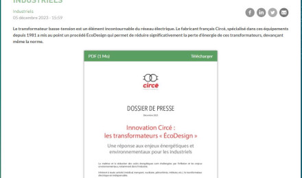 Les transformateurs ÉcoDesign de Circé à la conquête des industriels 
