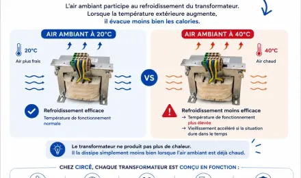 Refroidissement du transformateur : comparaison entre un air ambiant à 20 °C et à 40 °C