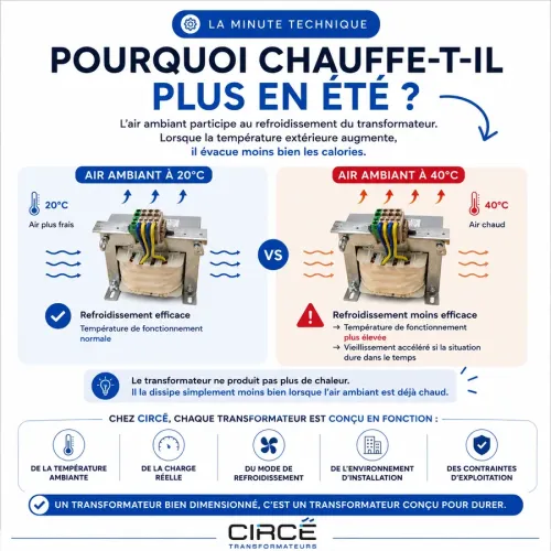 Refroidissement du transformateur : comparaison entre un air ambiant à 20 °C et à 40 °C