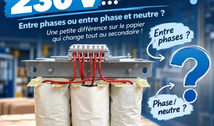 Transformateur triphasé Circé : distinguer 230 V entre phases et 230 V entre phase et neutre